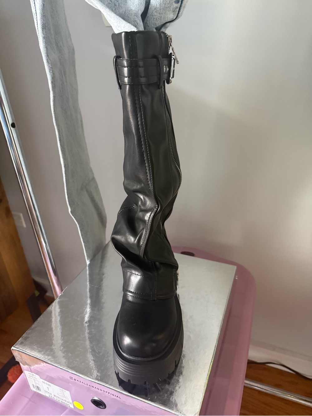 Never worn tall blk Platform Combat Boot - Women's size 7 Azalea Wang from Akira